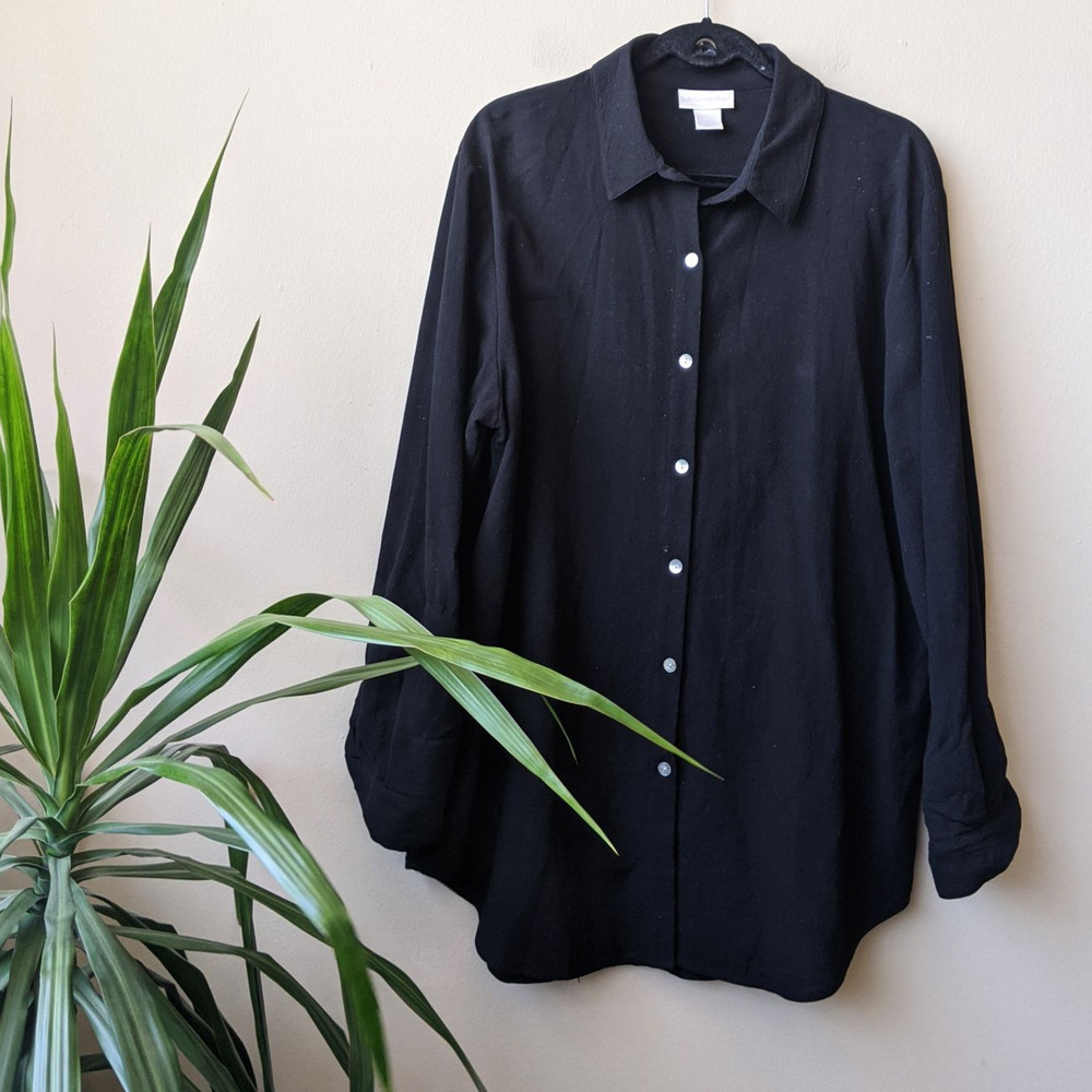 Soft Surroundings Black Button Down Collared Shirt - image 1